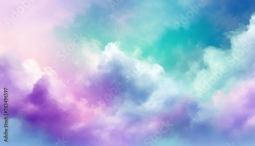 beautiful heavens above celestial concept background banner beautiful blue pink purple green lilac light filled heavenly ethereal cloud scape depicting the heavens above