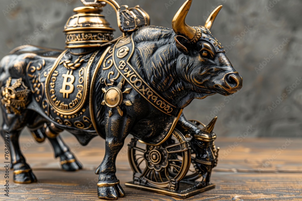Fototapeta premium Bull Statue With Bell