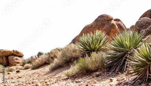 desert scene dry plants with rocks isolated on background banner © Nathaniel