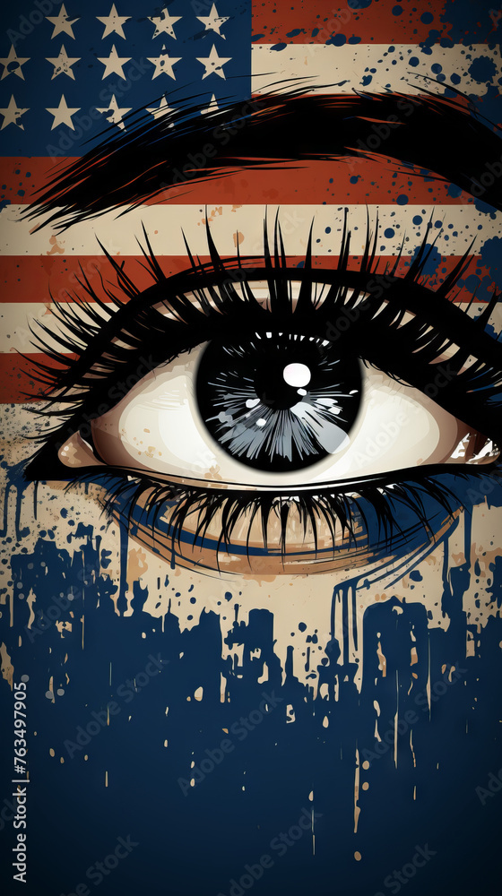 American Flag Eye Illustration

