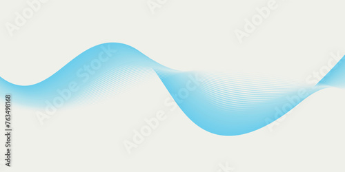 Wave with shadow. Abstract blue lines on white background. Line art. Vector illustration. Colorful shiny waves with lines created using the blend tool. Curved wavy lines, smooth lines.vector