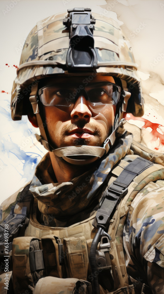 Portrait of Soldier in Combat Gear

