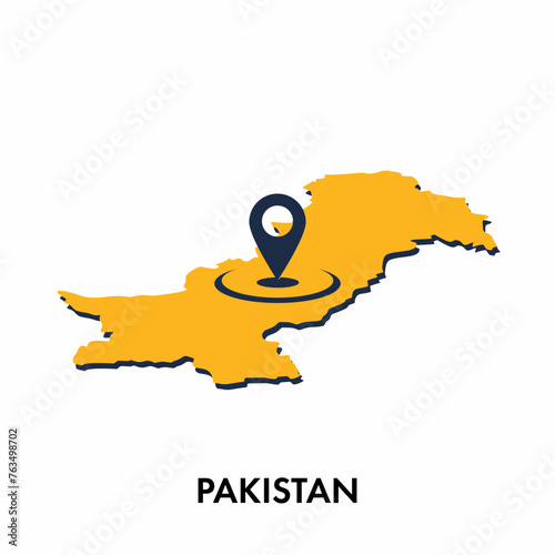 Pakistan map with location PIN isolated on white background, Concept of explore, and travel vector illustration design