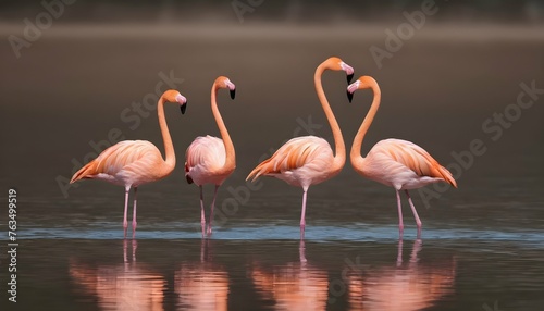 Flamingos In A Symmetrical Composition Upscaled 2