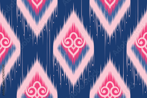 Ikat ethnic background Geometric ethnic oriental ikat seamless pattern traditional Design for background,carpet,wallpaper,clothing,wrapping,Batik,fabric,Vector illustration embroidery style. photo