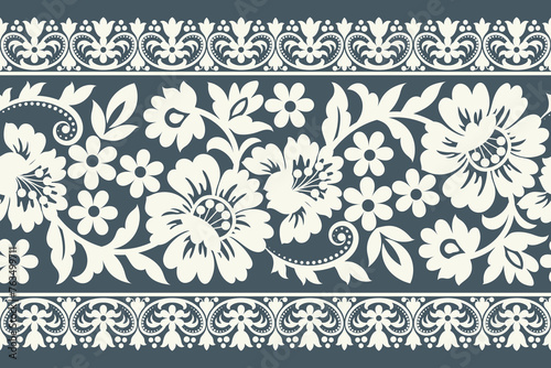 Floral seamless background. pattern geometric ethnic lace pattern design floral embroidery for textile fabric printing wallpaper carpet. Embroidery neck