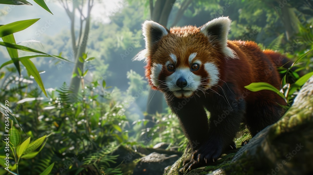 Obraz premium Red Panda: a panda-like mammal with red fur, native to the Himalayas.