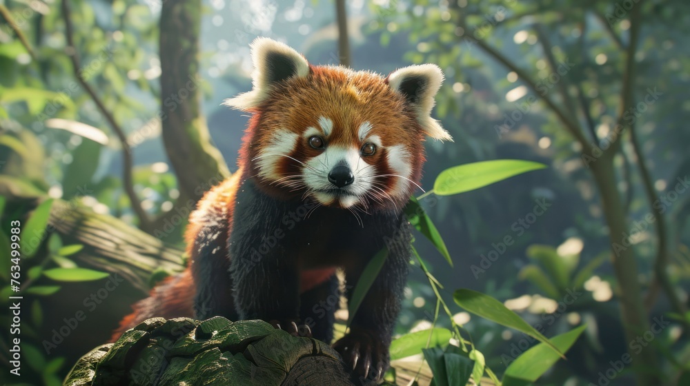 Red Panda: a panda-like mammal with red fur, native to the Himalayas. Red Panda: a panda-like mammal with red fur, native to the Himalayas.
