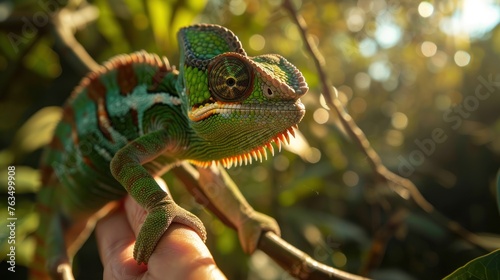 Chameleon Attacks: Some species of chameleons Comodo chameleon May attack humans.  photo