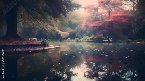 Serenity's Reflection: Mesmerizing Blurred Lake Background