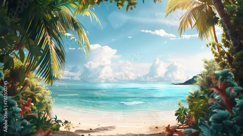 Tropical beach in summer vacation Background