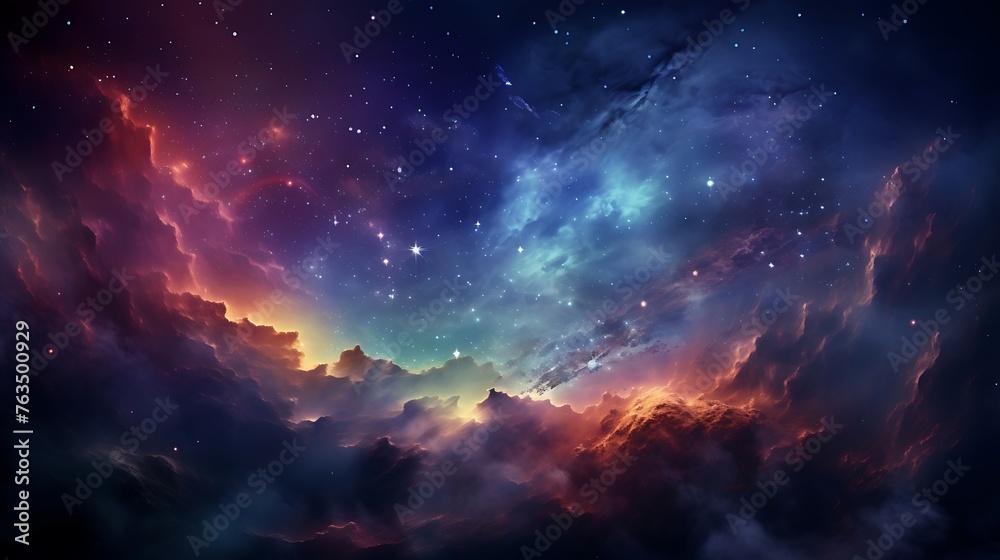 Fototapeta premium Vivid Cosmic Panorama: Mesmerizing Vista Unfolding