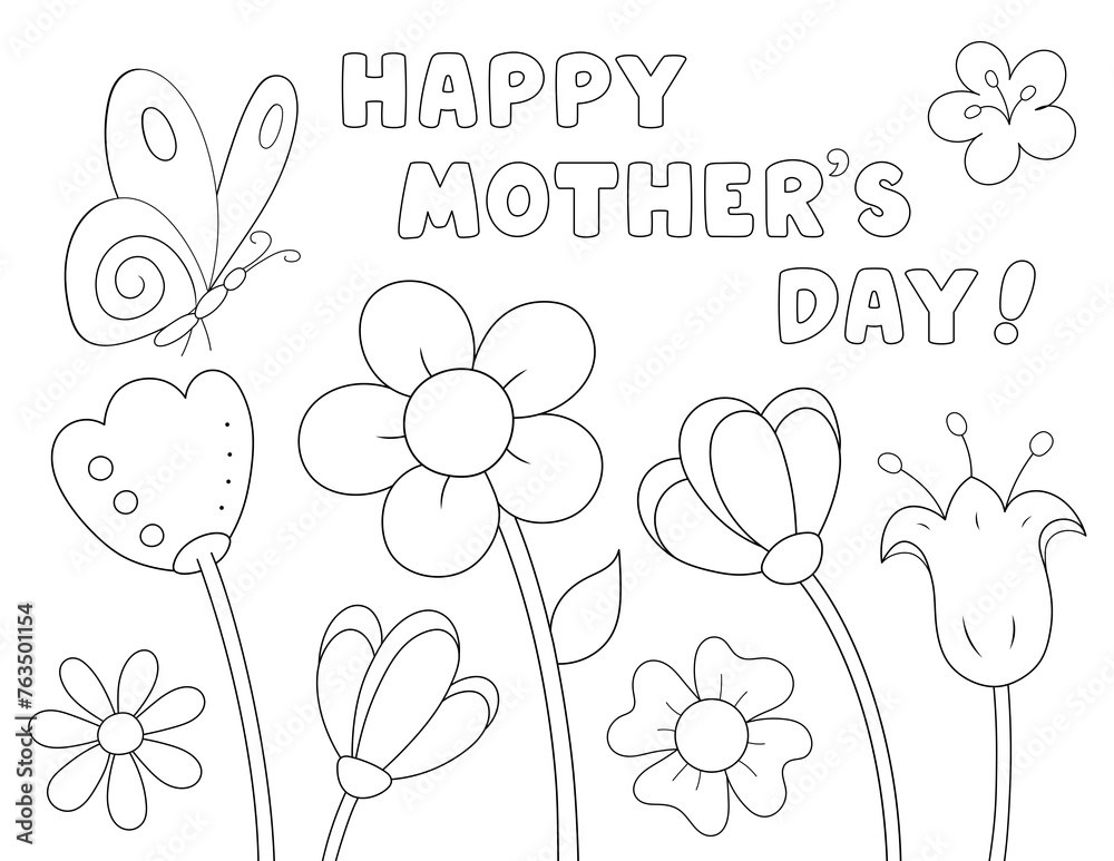 happy mothers day coloring page for adults. you can print it on standard 8.5x11 inch paper