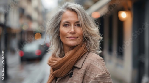 Wallpaper Mural Mature woman posing in a city street Torontodigital.ca