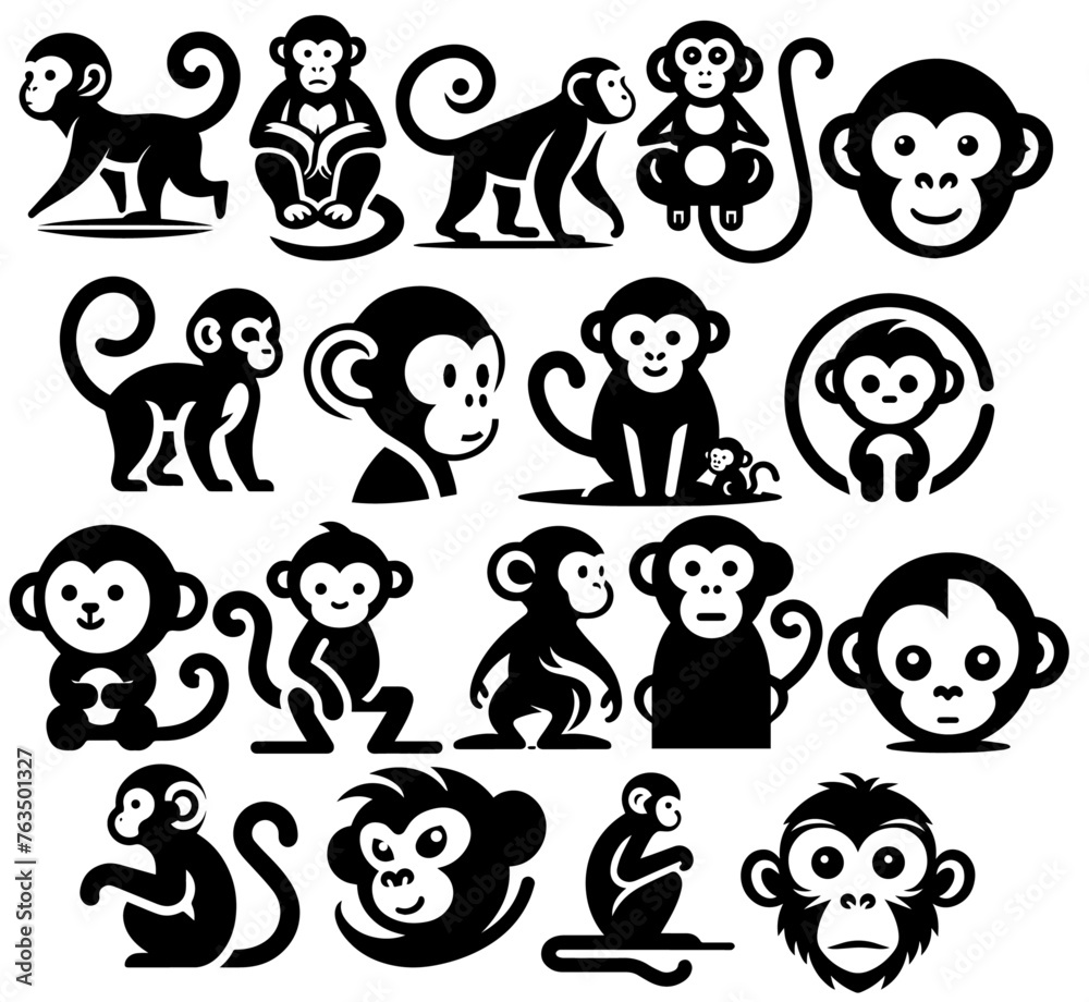 Cheerful Monkey Faces and Playful Monkeys Vector Clipart Collection Cheerful Monkey Faces and Playful Monkeys Vector Clipart Collection