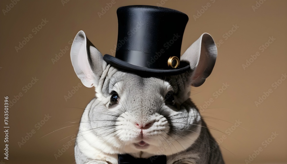 A Chinchilla Wearing A Top Hat And Monocle Upscaled 4