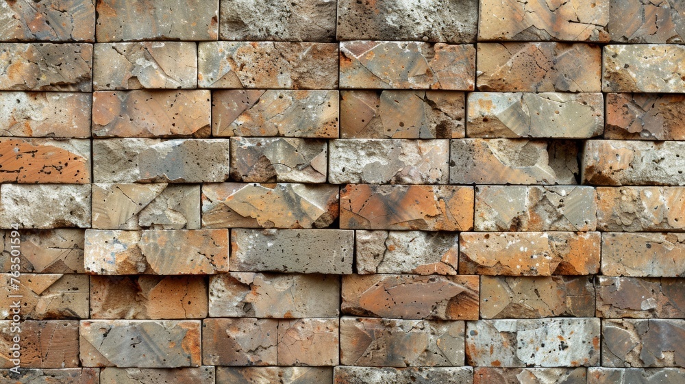 Fototapeta premium Elegant stone wall from small square and rectangle parts 
