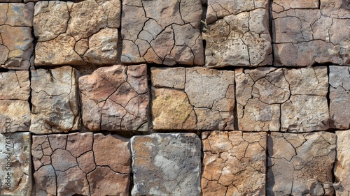 Elegant stone wall from small square and rectangle parts 