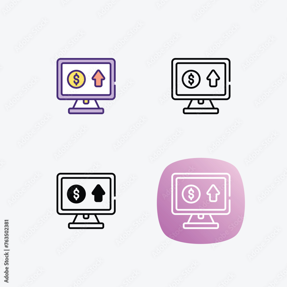 Portfolio  icons set in 4 different style vector illustration