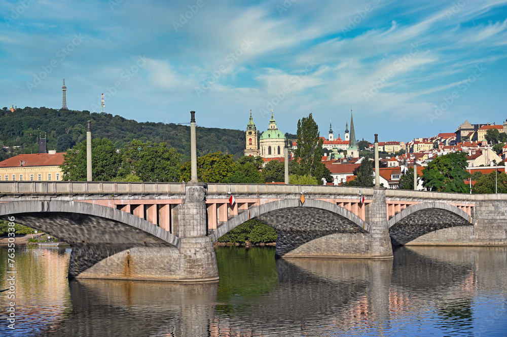 Bridge on Vltava river in Prague Czech republic