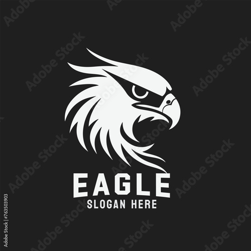 Black and white eagle head vector logo design. A striking symbol and sign.
