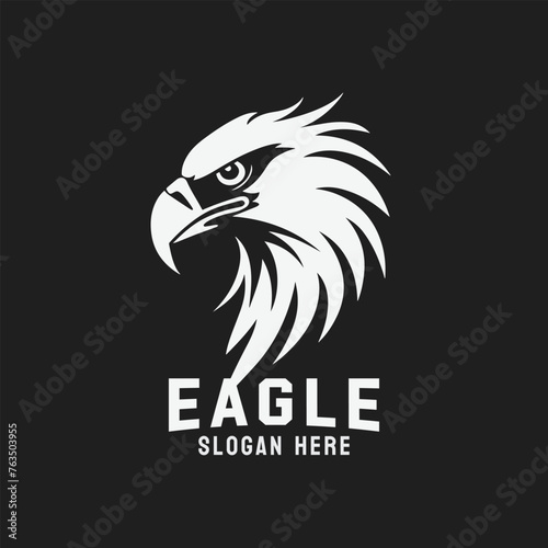 Black and white eagle head vector logo design. A striking symbol and sign.