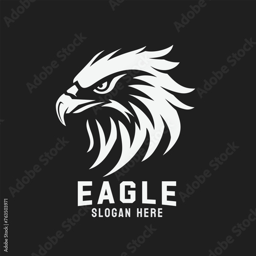 Black and white eagle head vector logo design. A striking symbol and sign.