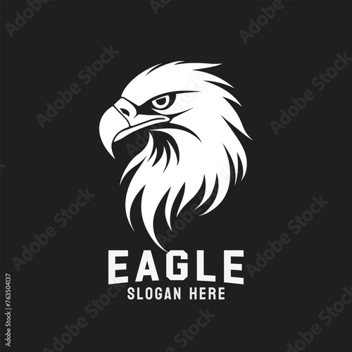 Black and white eagle head vector logo design. A striking symbol and sign.