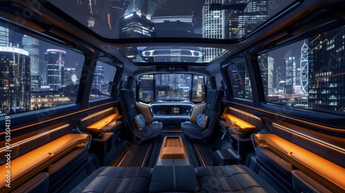 Vehicle Interior With City Lights