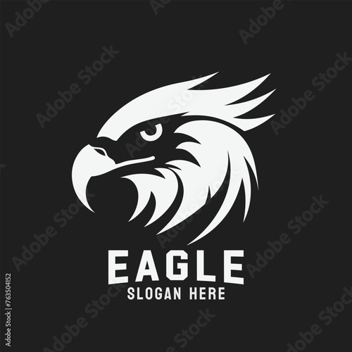 Black and white eagle head vector logo design. A striking symbol and sign.
