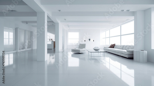 white modern minimalist interior, generated ai image