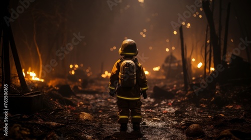 Firefighter in Forest