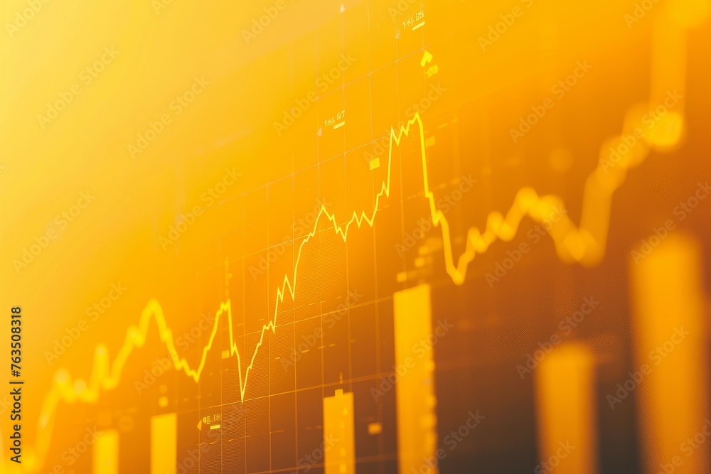 © furyon - Stock market financial chart with uptrend line graph on a yellow background © furyon - Stock market financial chart with uptrend line graph on a yellow background