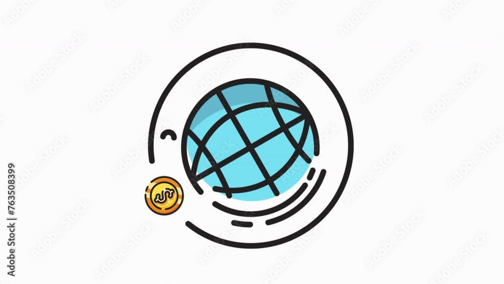 Money transfer icon animation isolated alpha channel. Global payment system global motion graphic animation Money transfer icon animation isolated alpha channel. Global payment system global motion graphic animation