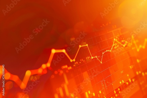 Stock market financial chart with uptrend line graph on an orange background