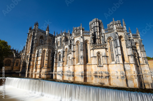 Batalha Monastery, central Portugal, with fun waterfall in front