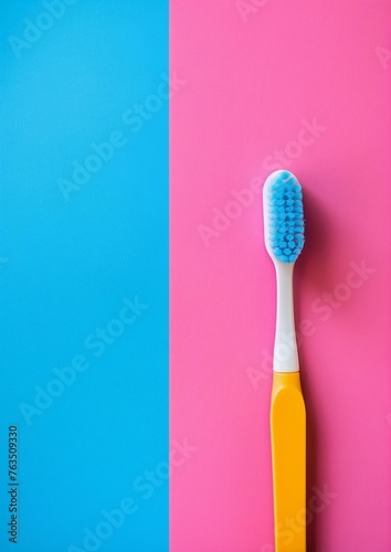 Minimalist Modern Dental Hygiene Toothbrush on Bicolor Background