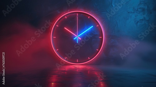 A smart, neon wall clock displaying time, weather, and personal reminders