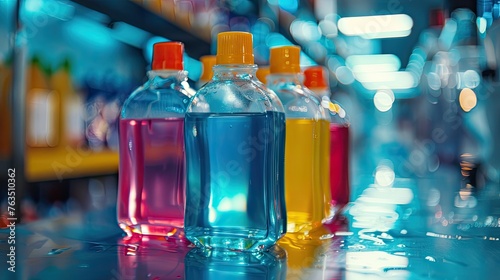 Neon-accented, enzyme-based cleaning agents for hospital sanitation photo