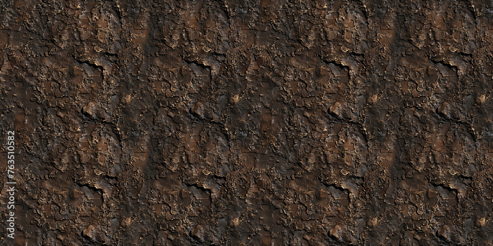 Seamless cracked mud pattern, tileable dry dirt texture illustration, great for video game design - obrazy, fototapety, plakaty 