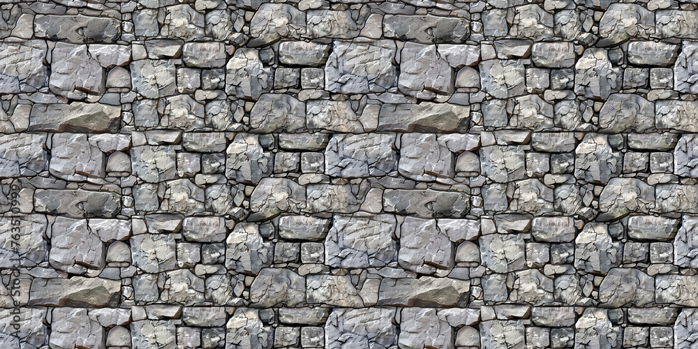 Fototapeta premium Seamless rock wall pattern, tileable stone masonry texture illustration, great for video game design