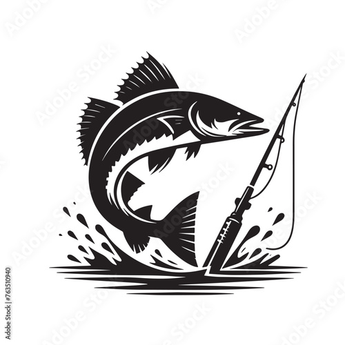  Vintage Pike Illustration, Retro Pike Silhouettes, Black and White Pike, Vintage Styled Pike Silhouettes, Pike Silhouette Illustration