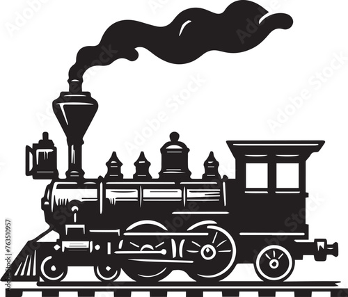 Intricately detailed vintage locomotives depicted in monochrome, showcasing the golden era of railway transport and its classical design photo