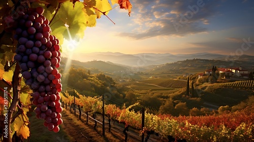 Capturing the Tranquility: Mesmerizing View of a Grape Field