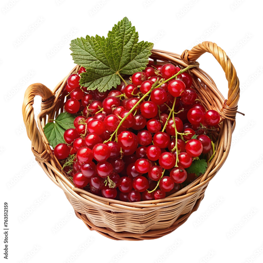 Red currants in a basket. isolated on transparent background. Red currants in a basket. isolated on transparent background.