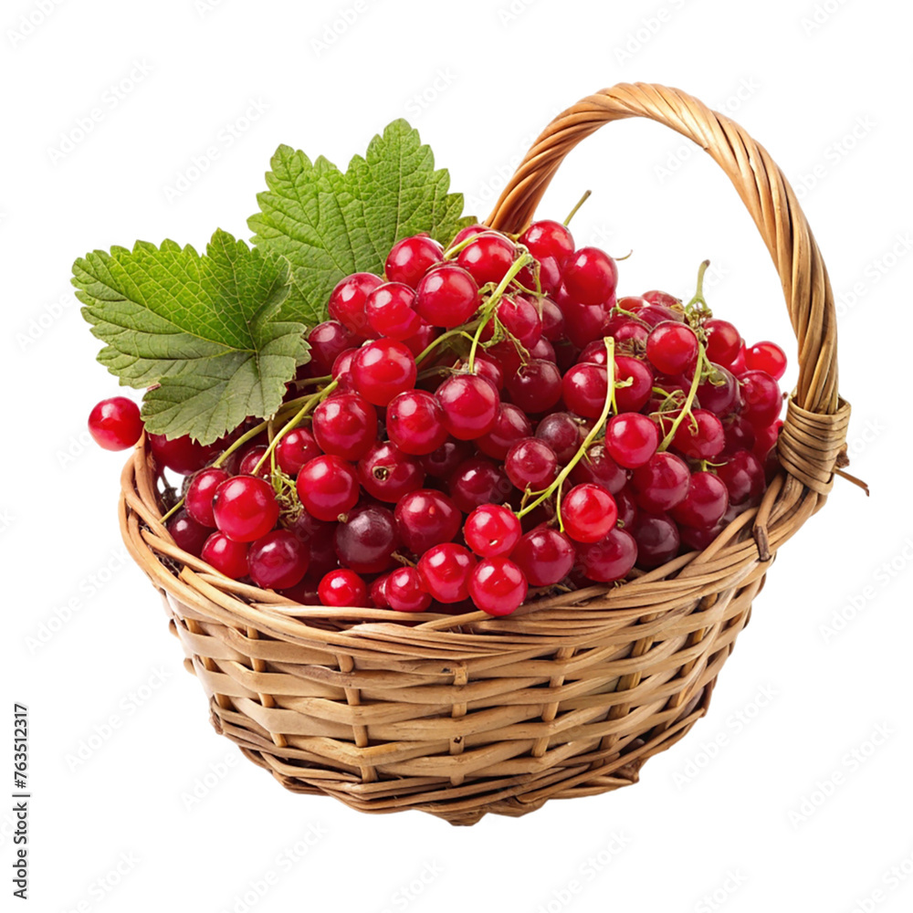 Red currants in a basket. isolated on transparent background. Red currants in a basket. isolated on transparent background.