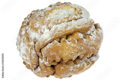 Rothenburger Schneeball (snowball pastry from the German city of Rothenburg) isolated on white background