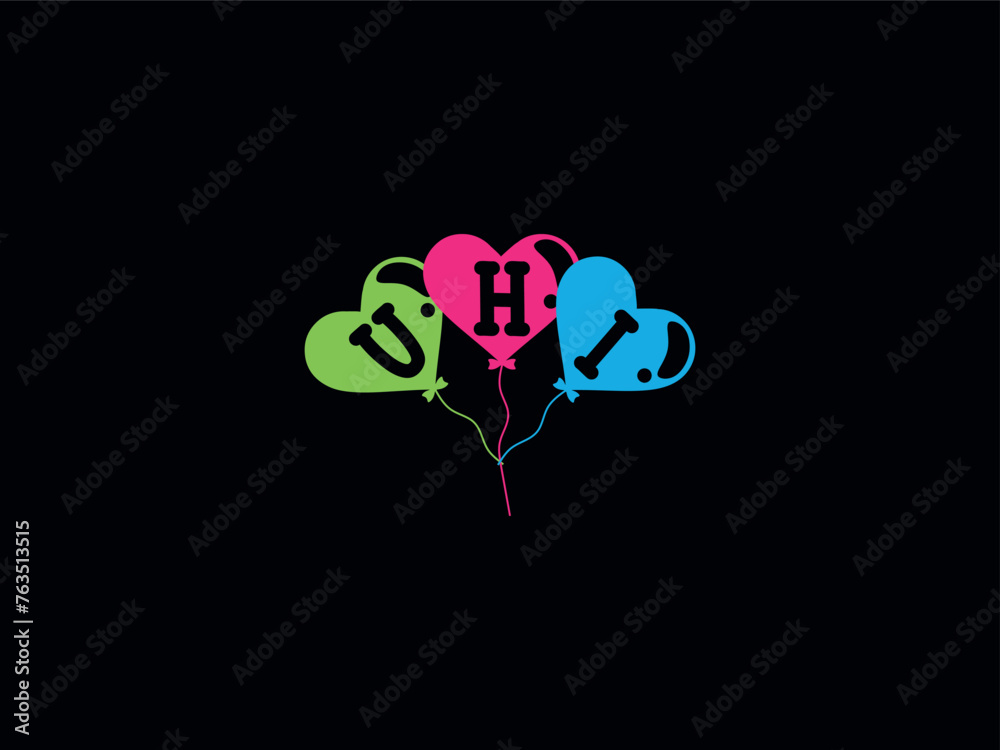 Letter UHI Love Heart Balloon Logo