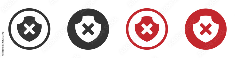Fototapeta premium Insecure connection flat vector icons set