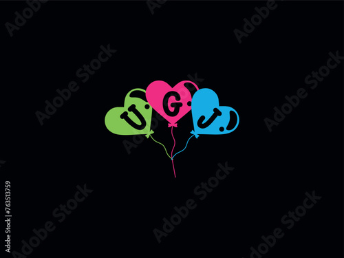 Monogram UGJ Balloon Letter Logo photo